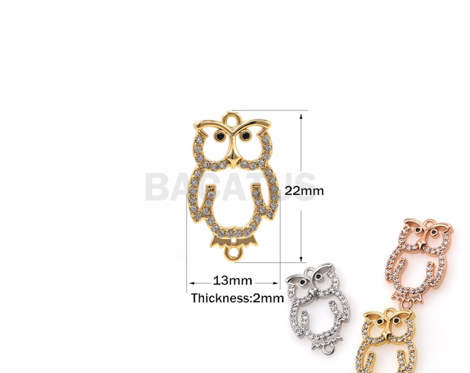 1PCS Hollow Owl Pendant Night Animal Necklace Jewelry Suitable for Bracelet Necklace Jewelry Making Supplies CZ Charm 22x13x2mm