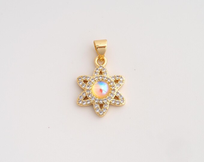 18K Gold Filled David Star Charm,Dainty Jewish Star Pendant,CZ Starburst Pendant ,DIY Jewelry Supplies,22.2x13.3x4mm