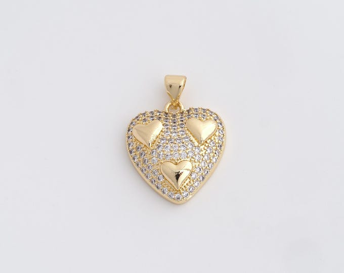 Gold Heart Pendant 18K Gold Filled Heart Necklace Gold Friendship Necklace DIY Jewelry Making Accessories 25x18.5x4.8mm