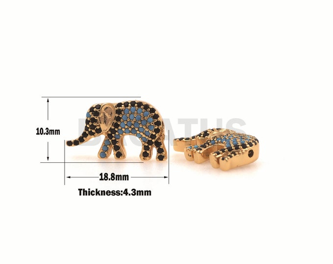 1PCS Miniature Pave Elephant Beads, CZ Elephant Spacer Beads, Elephant Charm, Elephant Jewelry, Suitable For Bead Making 18.8×10.3×4.3mm