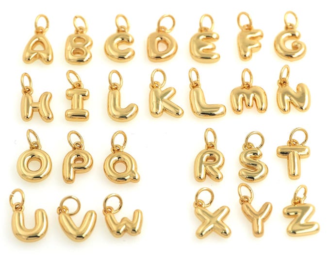 5 pcs Letter Pendant,18K Gold Filled Alphabet Necklace, Initial Pendant, DIY jewelry Making Accessories,15x7.7x2.7mm