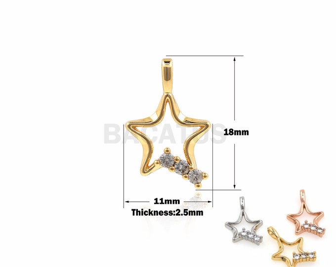 1PCS Pendant Star Necklace Hollow Star Jewelry Starfish Necklace Beach Charm Polaris Charm DIY Jewelry Making CZ Charm 31.5X20X2.5mm