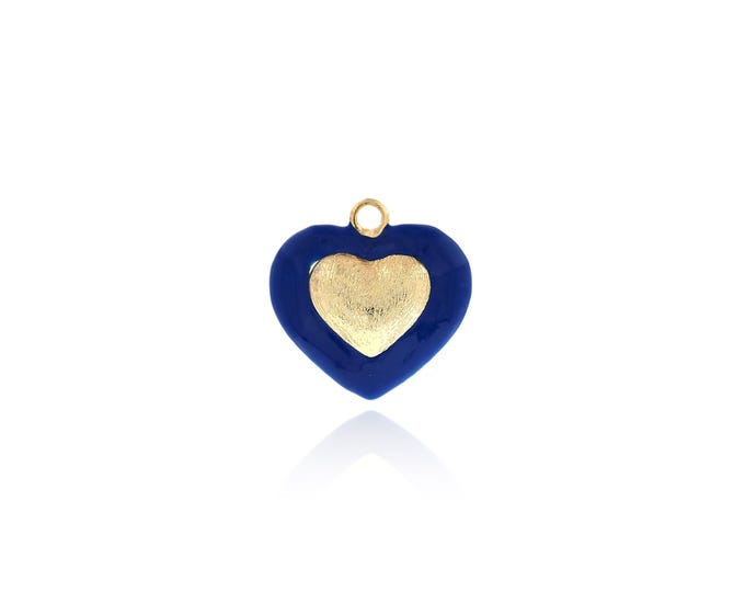 18K Gold Filled Heart pendant,Enamel Heart Charms,Simple pendant Bracelet Necklace for DIY Jewelry Making Supply,25x26.2x13mm