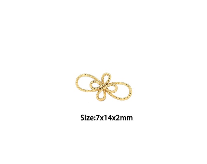 18K Gold Filled Bow Tie Connector,Gold Dainty Bow Tie Connector,Bow Tie Connector Bracelet Necklace for DIY Jewelry Making Supply