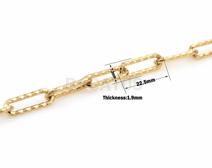 1meter 18K Gold-Plated Paper Clip Chain, Large Oval Chain, Charm Chain, Golden Oval Chain, Unfinished Chain, Suitable For Jewelry Making