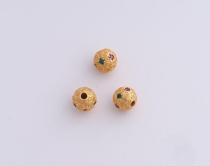 18K Gold Filled Round Spacer Beads,Gold Ball Beads,CZ Round Beads DIY Bracelet Necklace Earrings Jewelry Making,5.8x5.6mm
