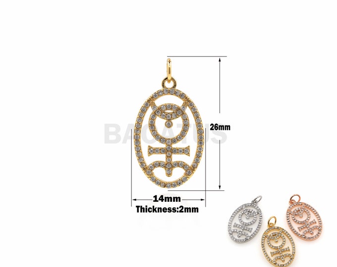 1PCS Monas Hieroglyph Necklace, Cubic Zirconia Character Pendant, Monas Hieroglyph Pendant, DIY Jewelry Making Accessories 26x14x2 mm