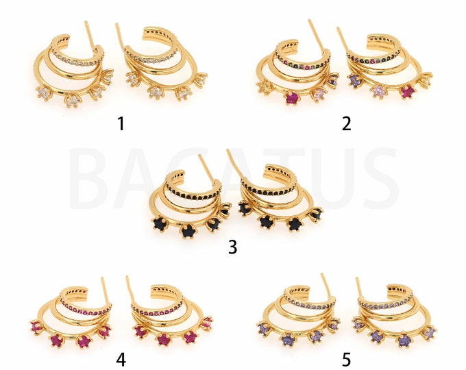 1 Pair, Gift for Her, Moon Charm,18K Gold Filled Dainty Earrings, Moon Earrings, Crescent Earrings,MicroPave Zircon Earrings,25.1x18.8x5.5mm