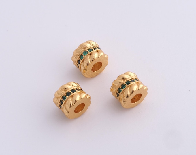 18K Gold Filled Round Spacer Beads,Gold Tube Beads, Round Beads DIY Bracelet Necklace Earrings Jewelry Making,7.5x6.4mm