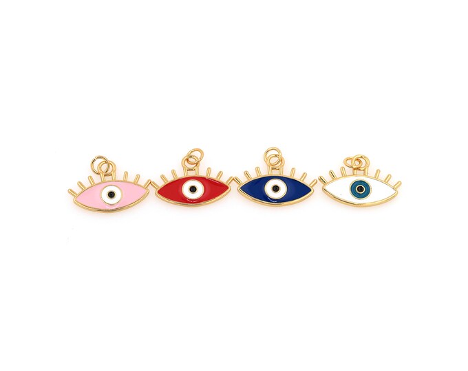 18K Gold Filled Devil Eye pendant,Gold Dainty Eye Charms,Simple pendant Bracelet Necklace for DIY Jewelry Making Supply