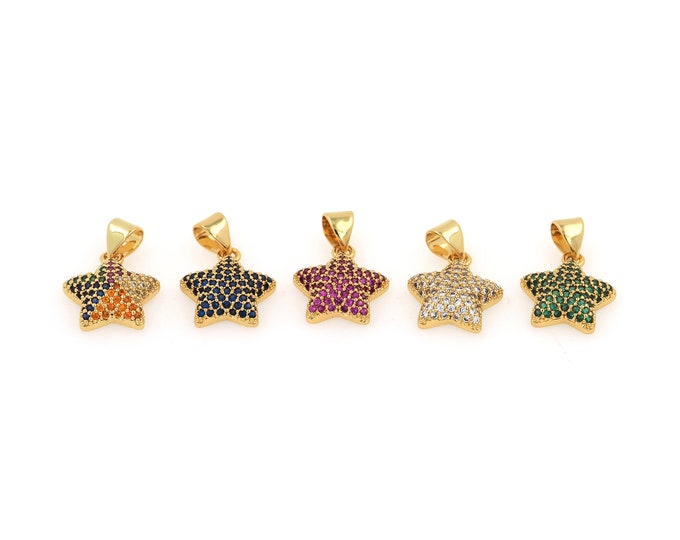 18K Gold Filled Star Pendant,Gold Dainty Star Charms,Simple pendant Bracelet Necklace for DIY Jewelry Making Supply