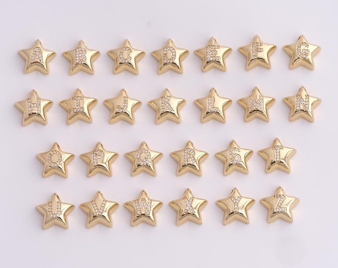 Initial Pendant,18K Gold Filled Letter Necklace, Micropavé CZ Alphabet Pendant, DIY jewelry Making Accessories,15.3x16.3x5.6mm