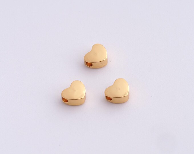 10 pcs 18K Gold Filled Heart Spacer Beads,Gold Love Beads, Heart Beads DIY Bracelet Necklace Earrings Jewelry Making,5.5x4.5x2.7mm