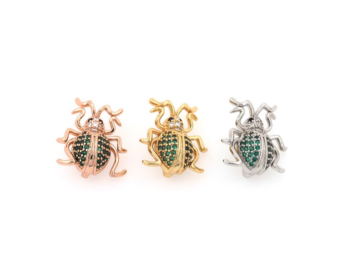 18K Gold Filled CZ Beetle Beads,Gold Beetle Beads,Beetle Beads DIY Gold Jewelry Making Supply