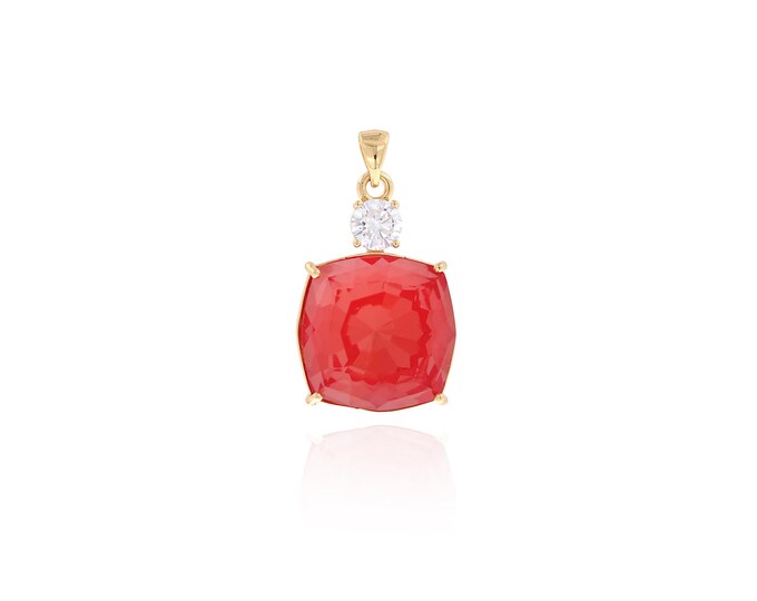 18K Gold Filled Square Pendant,Gold Dainty Square Charms,Simple Pendant DIY Jewelry Making Supply,32x18.7x10.5mm