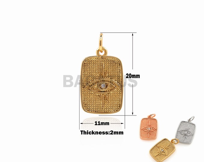 1PCS Square Pendant Demon Eye Jewelry Eye Charm Suitable for Bracelet Necklace Jewelry Making Supplies 18KGold Filling 20x11x2mm