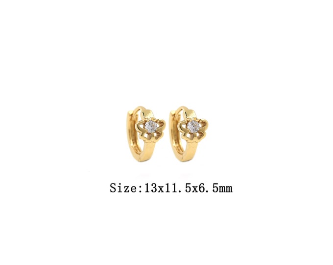 1pair 18K Gold Filling Flower Earring,Gold Dainty Round Earring,Simple Earrings,Gift for Her