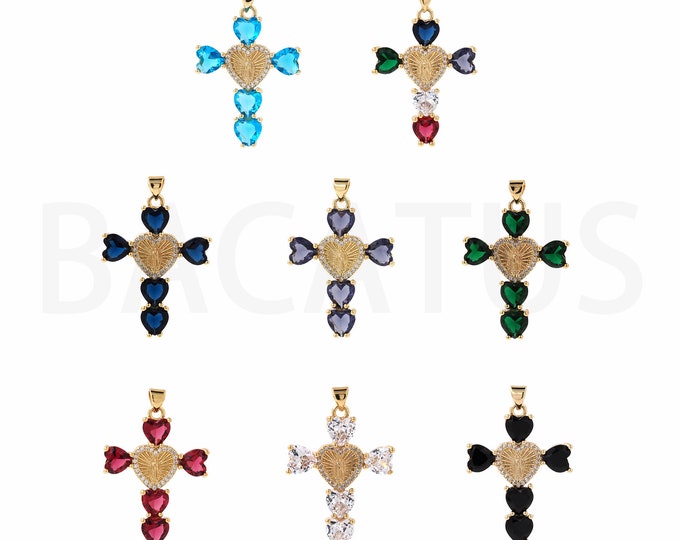 1PCS Cross Jewelry,  Suitable For Bracelets, Necklaces, Jewelry Supplies, Cross Pendants, Cross Charms, Cubic Zirconia  39.5x26x4.5mm