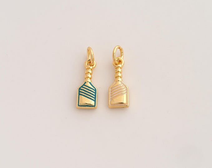 18K Gold Filled Racket Charm,Dainty Enamel Sports Pendant,Racket Pendant ,DIY Jewelry Supplies,17.6x5.3x2.6mm