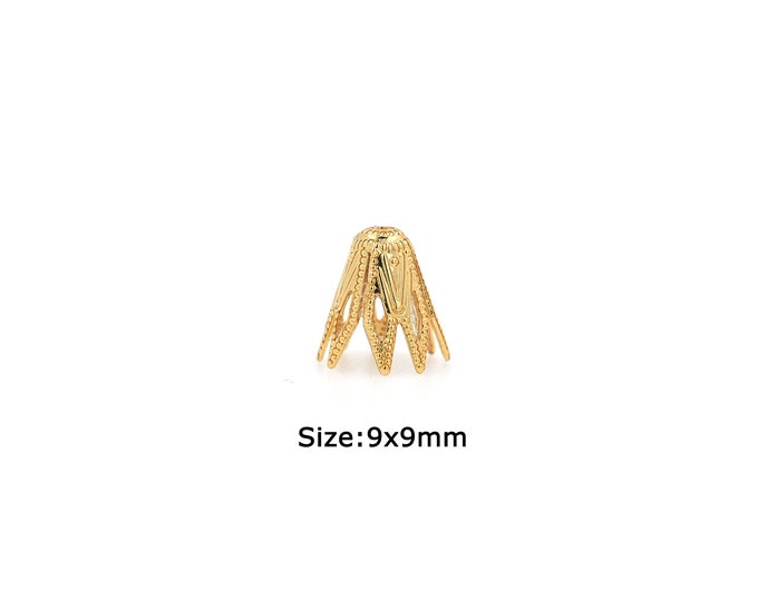 18K Gold Filled Crown Beads Cap,Gold Crown Beads Cap, DIY Bracelet Necklace Earrings Jewelry Making