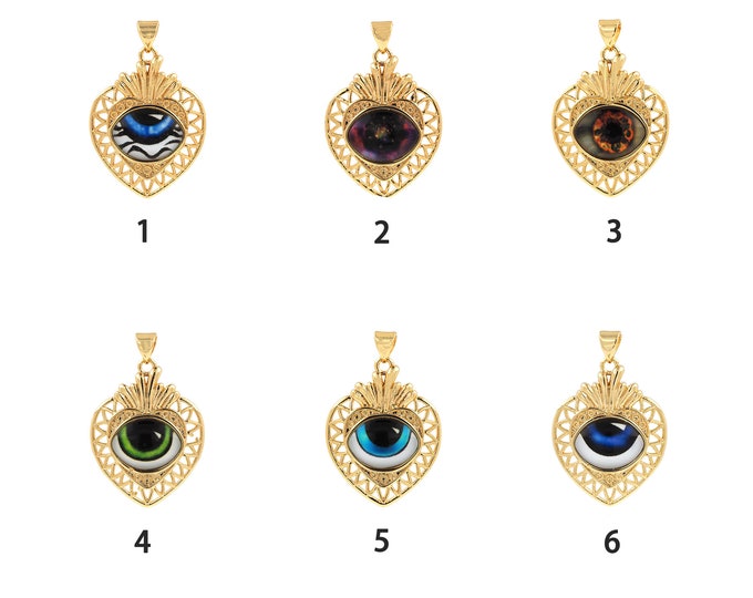 18K Gold Filled Devil Eye Pendant,Gold Dainty Eye Charms,Simple pendant Bracelet Necklace for DIY Jewelry Making Supply