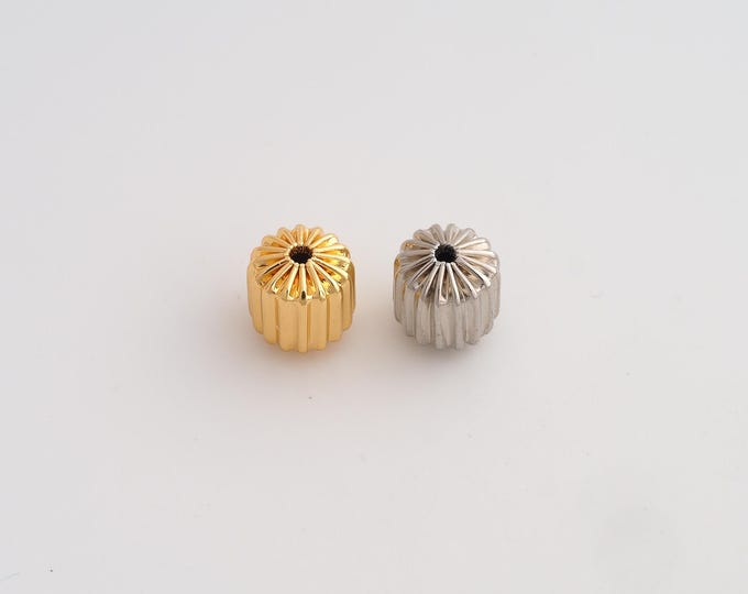 5 pcs Gold Round Beads,18K Gold Filld Tube Beads,for DIY Jewelry Making Supplies,10x9.5mm Hole 2.2mm