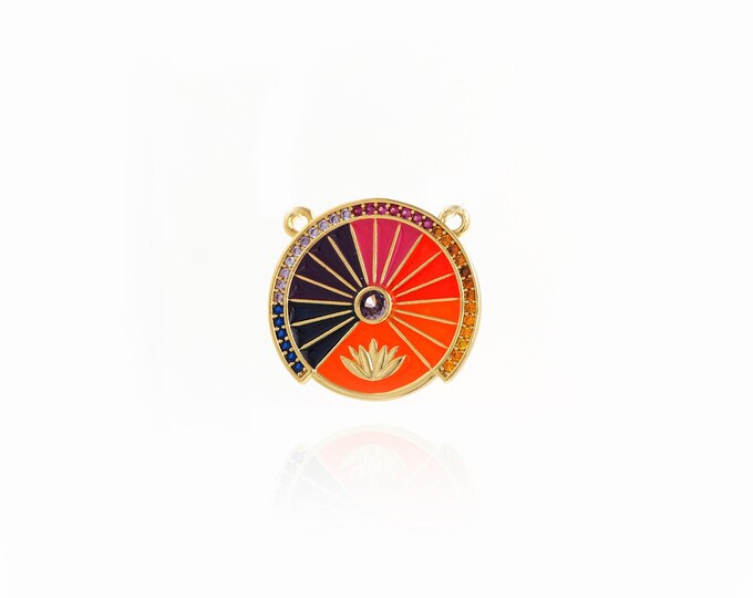 Enamel Disc Pendant 18k Gold Filled Round Pendant Minimalist Bracelet Necklace Accessories Making Supplies 19.5x20.7x1.8mm