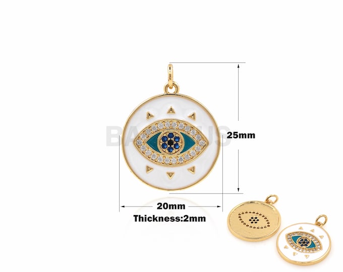 1PCS White Oil Drop Pendant Eye Necklace Eye Charm Cubic Zirconia Suitable for Bracelets, Necklaces, Jewelry Products 18K 25x20x2mm