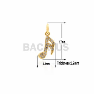 1pcs CZ Music Note Necklace Pendant ,Music Note Jewelry 17x6.8x1.7mm