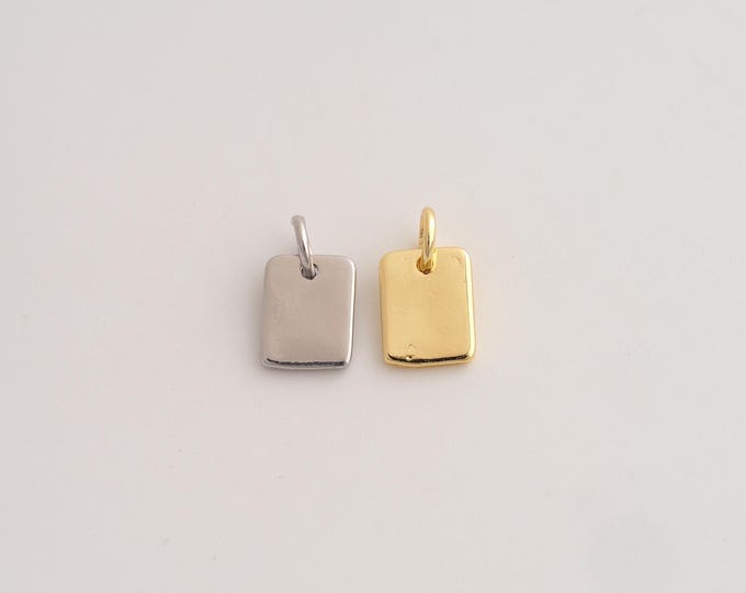 18K Gold Filled Square Charm,Dainty Square Pendant,Square Pendant ,DIY Jewelry Supplies,12.8x7.4x1.5mm