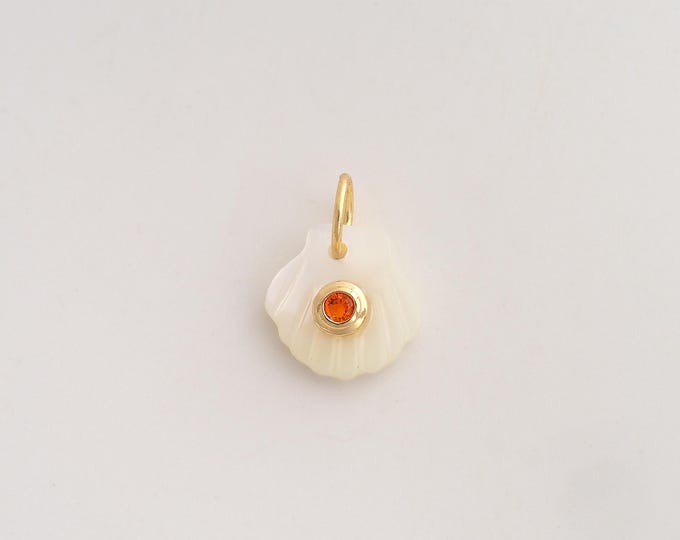 18K Gold Filled Shell Charm,Dainty Oyster Pendant,CZ Shell Pendant ,DIY Jewelry Supplies,16.7x12.8x5mm