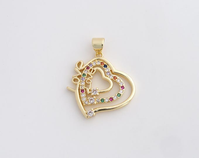Gold Heart Pendant 18K Gold Filled Heart Necklace Gold Friendship Necklace DIY Jewelry Making Accessories 27.8x22x3.4mm