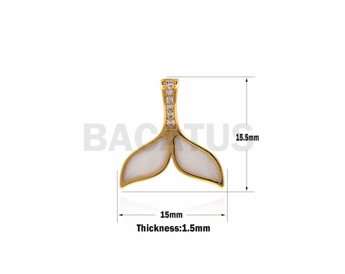 1PCS  White Enamel Whale Tail Ornament, Ocean Charm, Fish Tail Pendant, Whale Tail Necklace,DIY jewelry making accessories 15.5×15×1.5mm