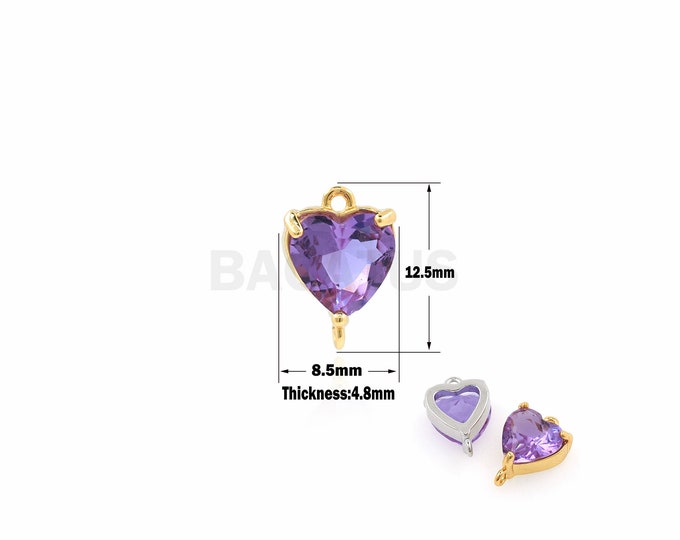 1Pcs Purple Crystal Double Hole Pendant Gold Frame Purple Crystal Gem Connector Charm Connector DIY Jewelry Making Connector 12.5x8.5x4.8mm