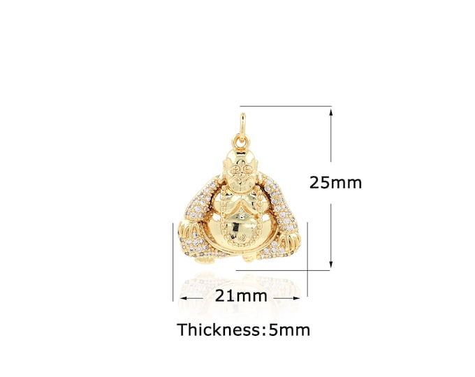 18K Gold Filled Buddha pendant,Gold Dainty Religion Charms,Simple pendant Bracelet Necklace for DIY Jewelry Making Supply