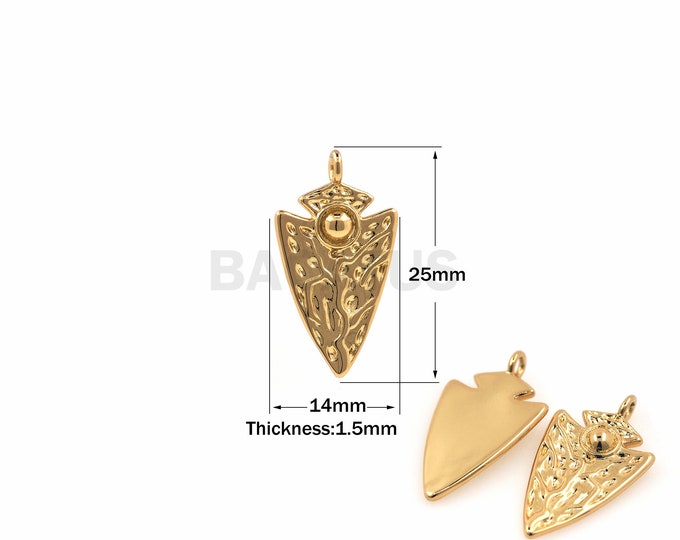 1PCS Suitable For Bracelets, Necklaces, Jewelry Making Supplies, 18K Gold Filled Shields, Pendants, Weapon Necklaces 25x14x1.5mm