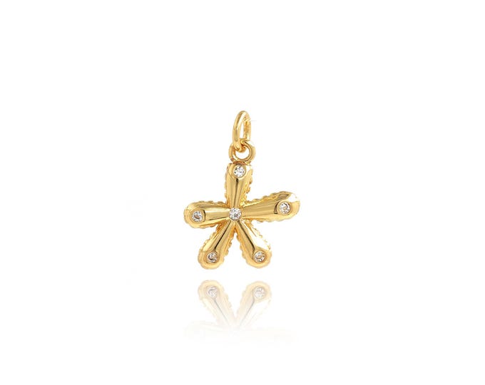 5 pcs Starfish Pendant,18K Gold Filled Marine Life Necklace, Micropavé CZ Starfish Pendant, DIY jewelry Making Accessories,15.6x11.4x1.7mm