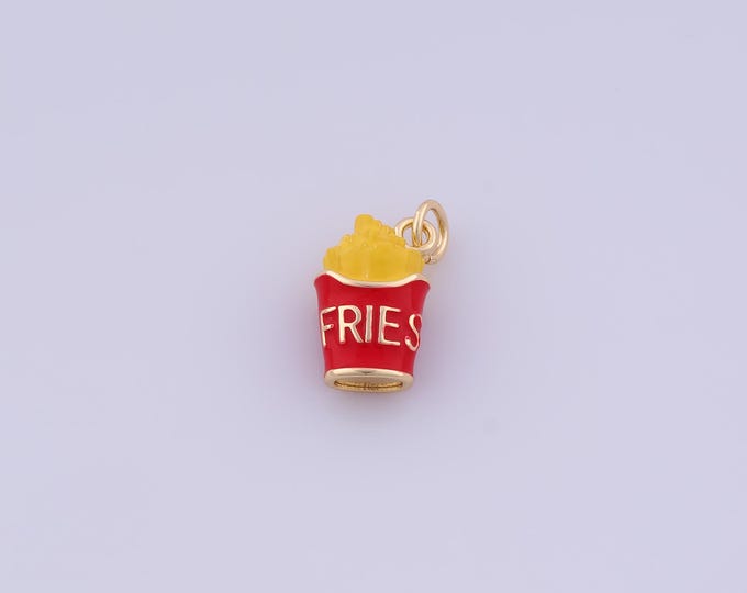 French Fries Pendant,18K Gold Filled French Fries Necklace, Enamel French Fries Pendant, DIY jewelry Making Accessories,19x10x6mm