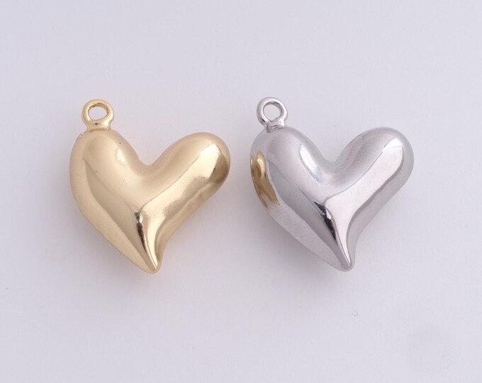 Gold Heart Pendant Golden Fluffy Heart Necklace Gold Filled Love and Friendship Necklace DIY Jewelry Making Accessories,24.7x20x9mm