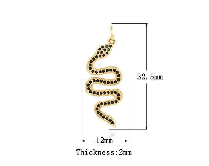 18K Gold Filled CZ Snake Pendant,Gold Dainty Snake Charms,Snake Charm Bracelet Necklace for DIY Jewelry Making Supply