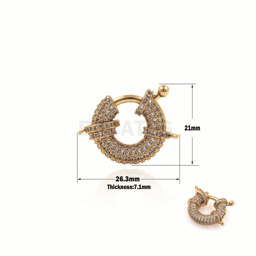 1pcs CZ Round Spring Buckle, Nautical Buckle, Jewelry Buckle, Wheel ...