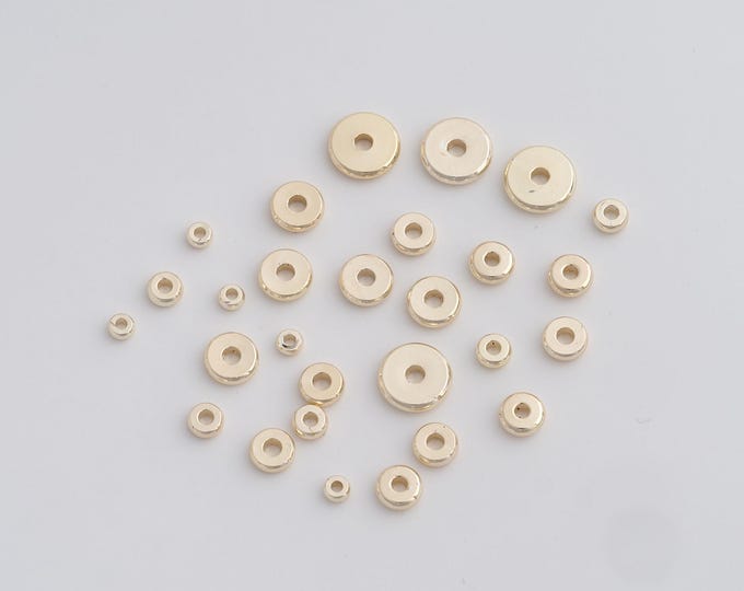 100pcs 14K Gold Tiny Flat Round Spacer Beads,Bracelet Beads for Bracelet Jewelry Necklace Making Supply