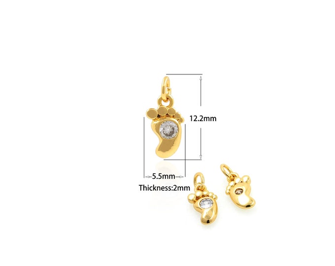 1PCS Baby Foot Necklace, Footprint Necklace, New Mother Necklace, Baby Foot Pendant, Gold Plated Necklace Jewelry Supply 5.5x12.2x2mm
