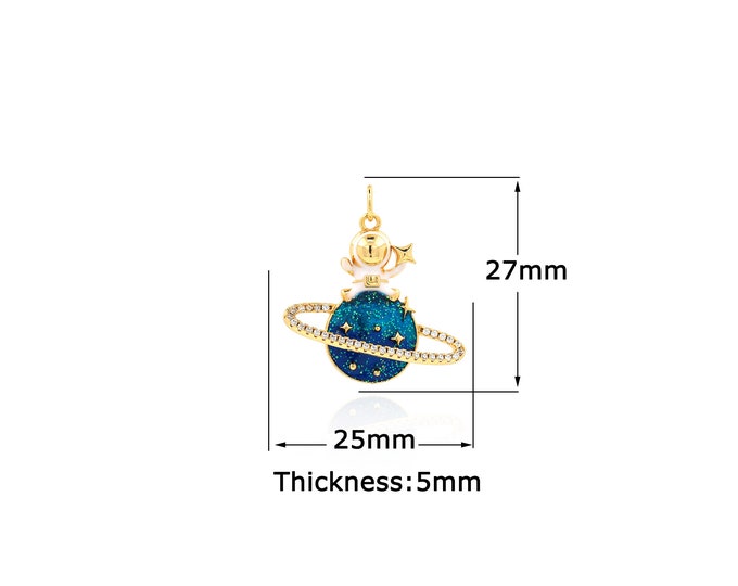 18K Gold Filled Saturn pendant,Gold Dainty Planet Charms,Simple pendant Bracelet Necklace for DIY Jewelry Making Supply