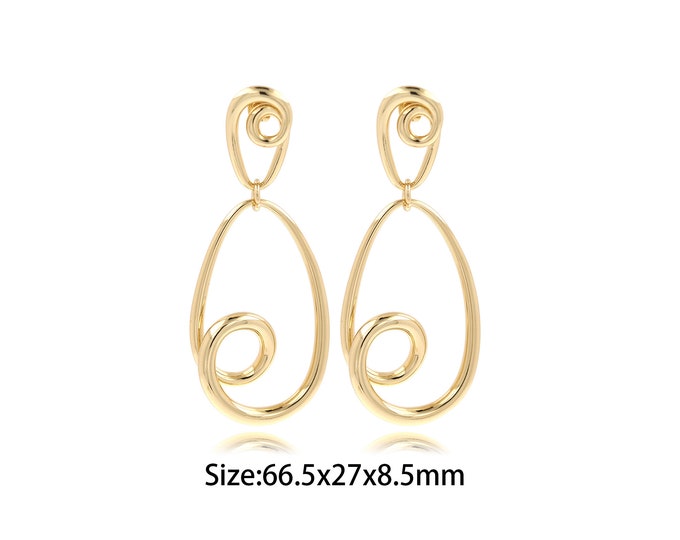 WaterDrop Earrings, 18K Gold Filled Bar Earrings, Boho Earrings, Water Drop Earrings,Gift For Her, 66.5x27x8.5mm