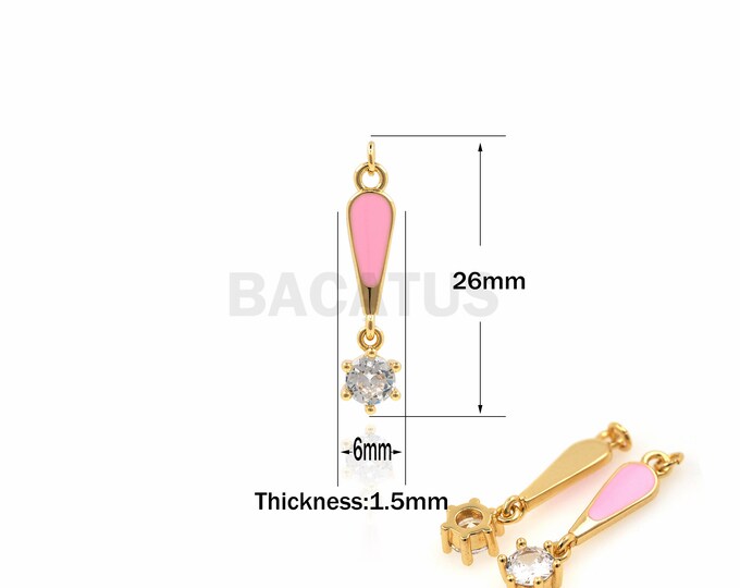 1PCS Exclamation Point Pendant Symbolic Charm Micro-Inlaid Single Zircon Enamel Exclamation Point DIY Jewelry Making Accessories 26x6x1.5mm