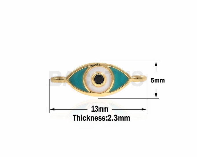 Blue Enamel Eye Connector,Eye Beads,Religious Charm For DIY Handmade Supplies 5x13x2.3mm 1pcs