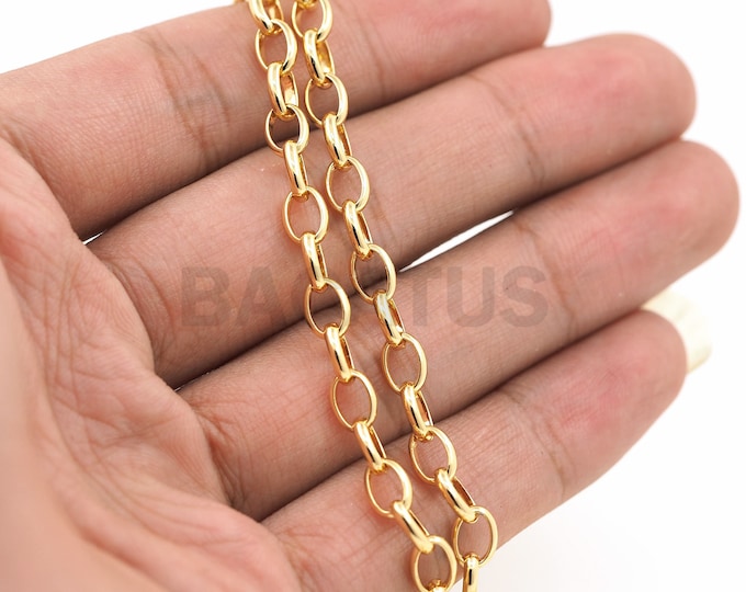 18K Oval Welded Solid Brass Chain, Oval Chain, Welded Link, Brass Chain, Used For Jewelry Making 1meter