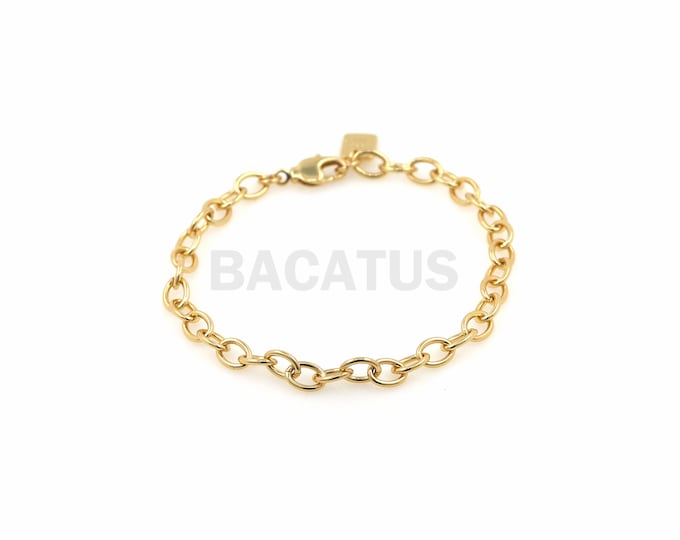 1pcs Small Oval Bracelet Thin Oval Jewelry Romantic Small Tag Label 18K Gold Filled Gift For Girlfriend