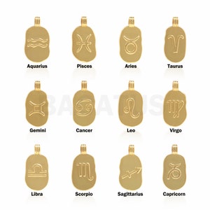 Oval Charm,18K Gold Filled Zodiac Pendant, Astrology Pendant,Constellation Pendant,Oval Pendant, DIY Jewelry Accessories, 24x13x1.7mm